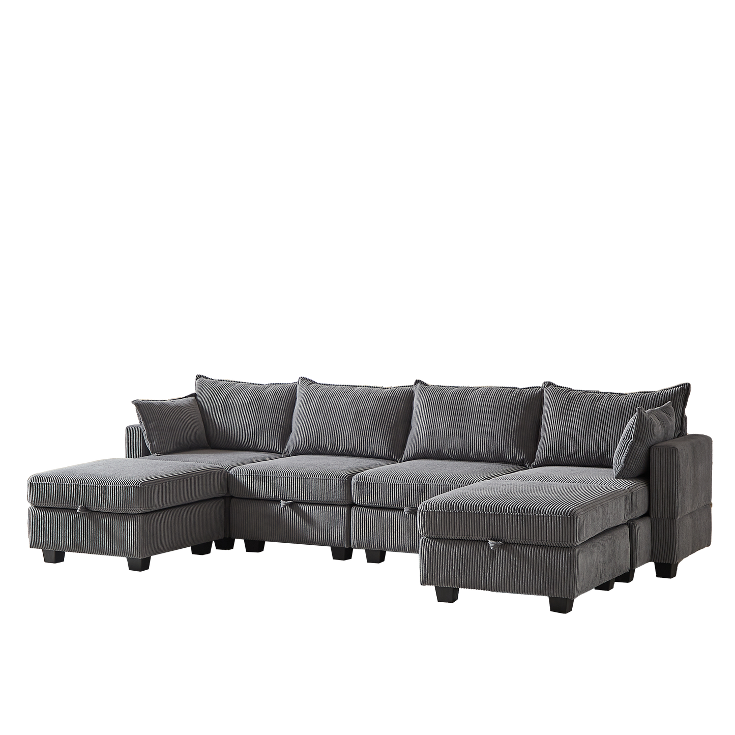 113.5'' Modular Sectional Corduroy Sofa with Storage Ottoman