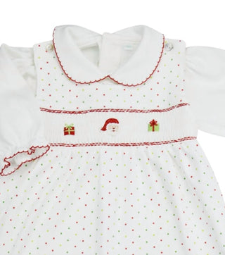 Baby Threads - Baby Girls Tis The Season 2-piece Smocked Romper Set