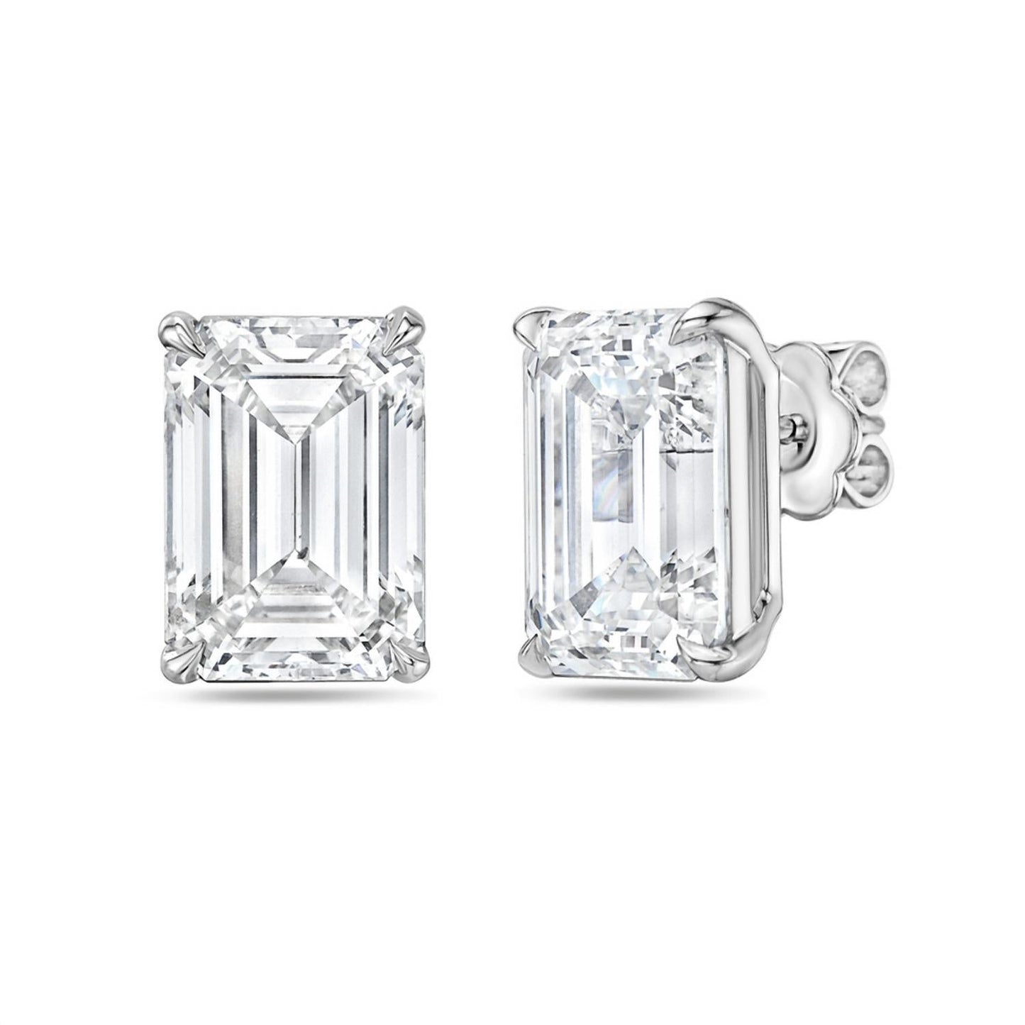 Diana M Jewels - 5.00 Cts Lab Grown Emerald Cut Stud Earrings
