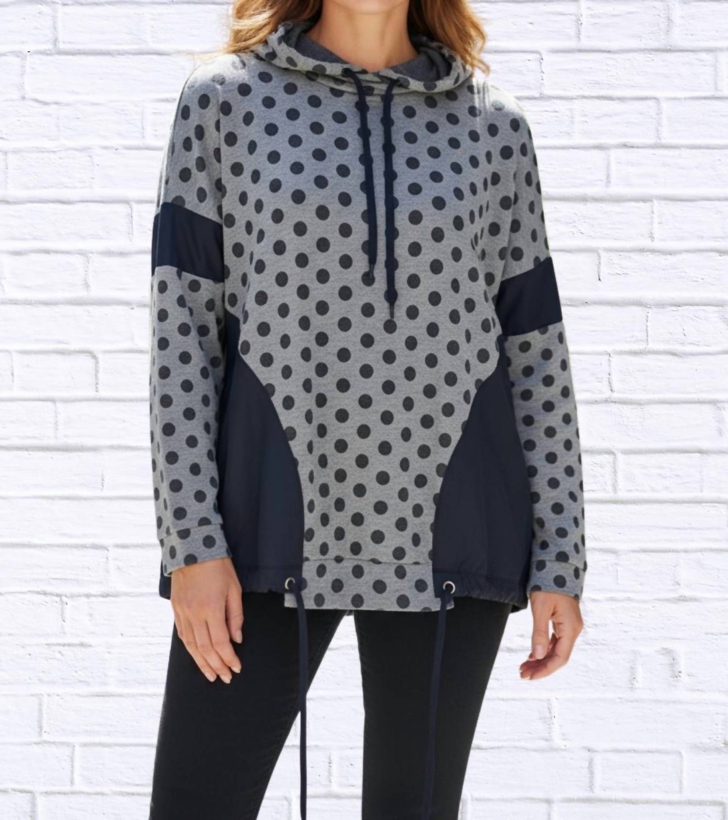 Kozan - Polka Dot Contrast Panel Hoodie