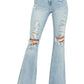 Risen - High Rise Distressed Flare Jeans