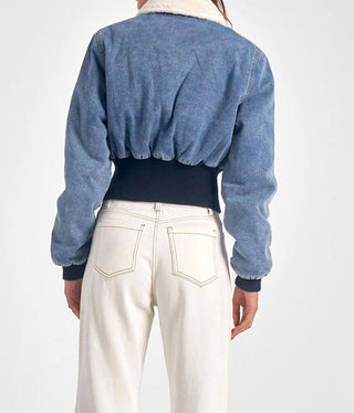 Elan - JAQUETA JEANS GOLA DE PELE