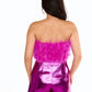 Buddylove - Fancy Strapless Feather Crop Top