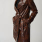 Joseph Ribkoff - Faux Leather Belted Double-breasted Coat
