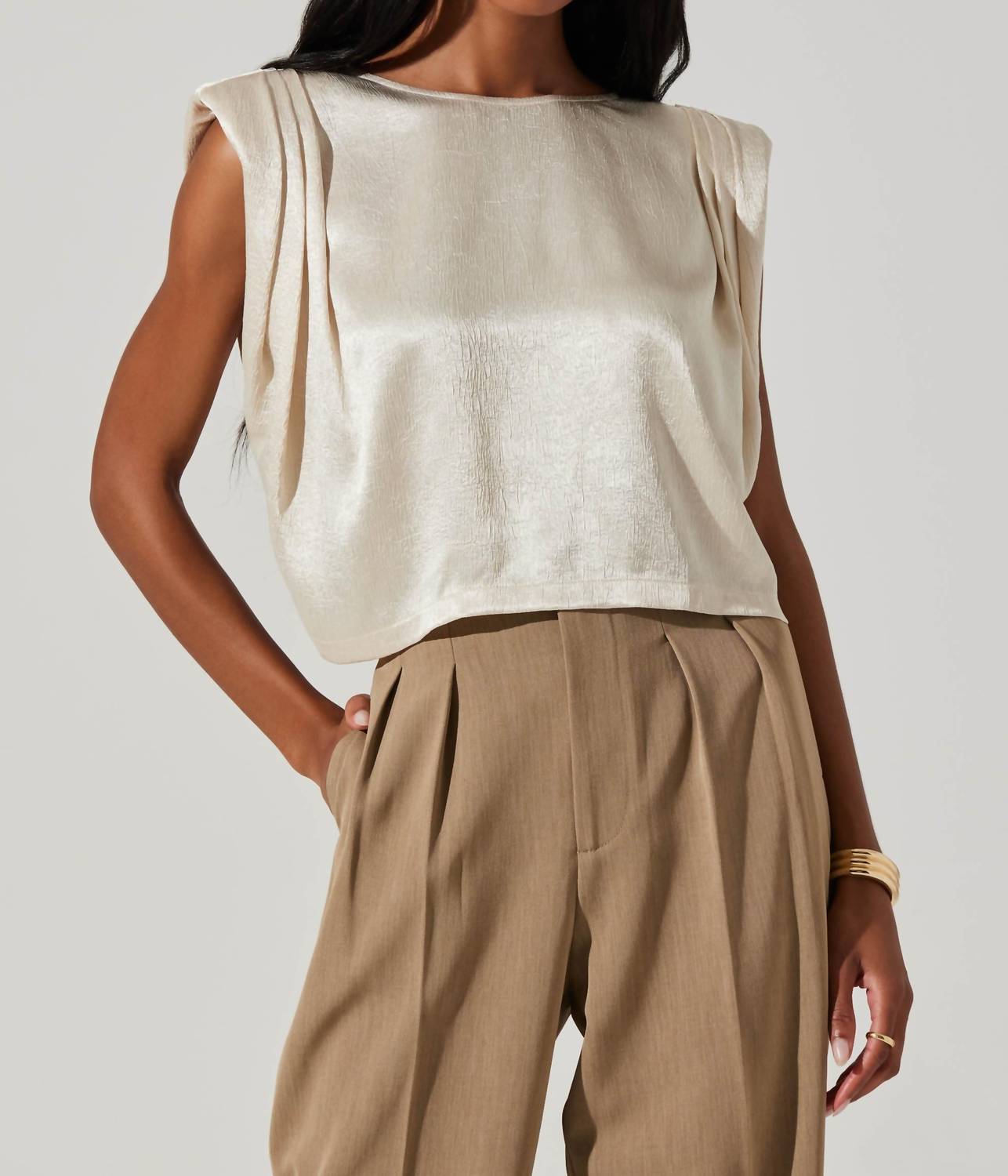 Astr - Isola Cream Silk Top