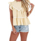Blue Blush - Ribbon & Ruffle Contrast Top