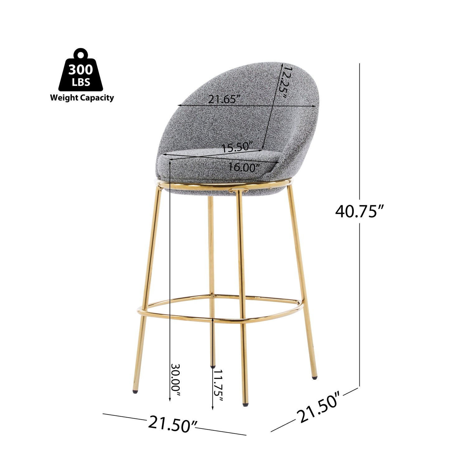 Celano Indoor Metal Upholstered Barstool Set of 2