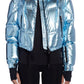 Moncler Grenoble Valsorey Metallic Down Bomber Jacket in Blue, Size 4