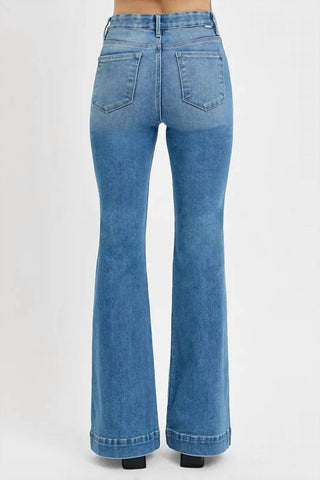 Risen - Full Size Front Patch Pocket Flare Jeans Plus Size