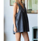Veveret - Front Pleated V Neck Sleeveless Denim Romper