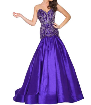 Mac Duggal - Vestido de baile de cetim enfeitado