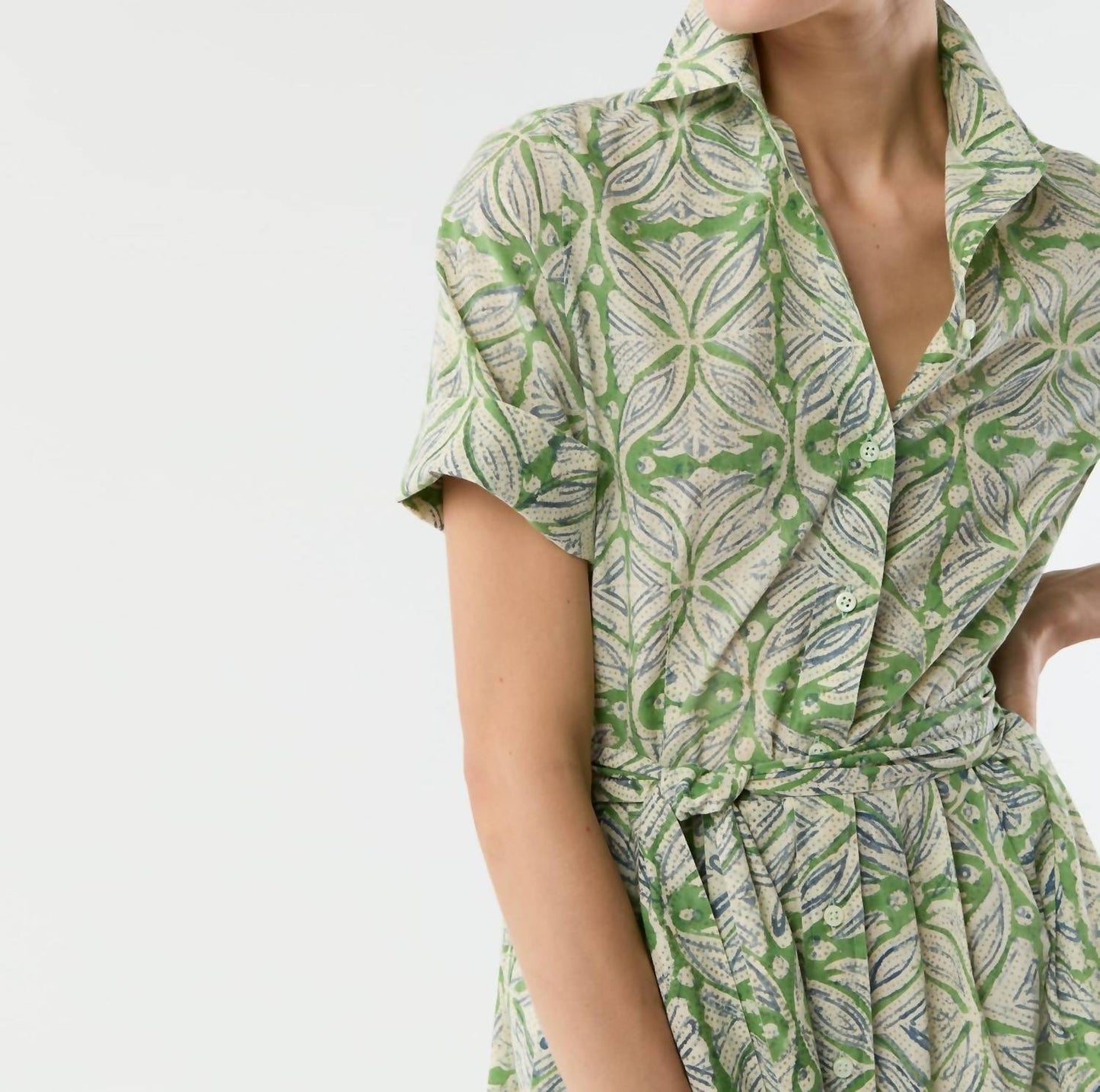 Ann Mashburn - Short Sleeved Classic Shirtwaist Maxi Dress