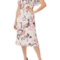 Adrianna Papell - Mock Neck Short Flutter Sleeves Midi Dress