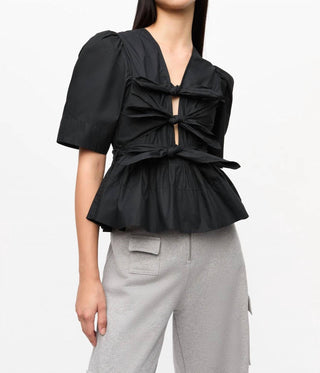 Ganni - Women's Tie Strap Blouse