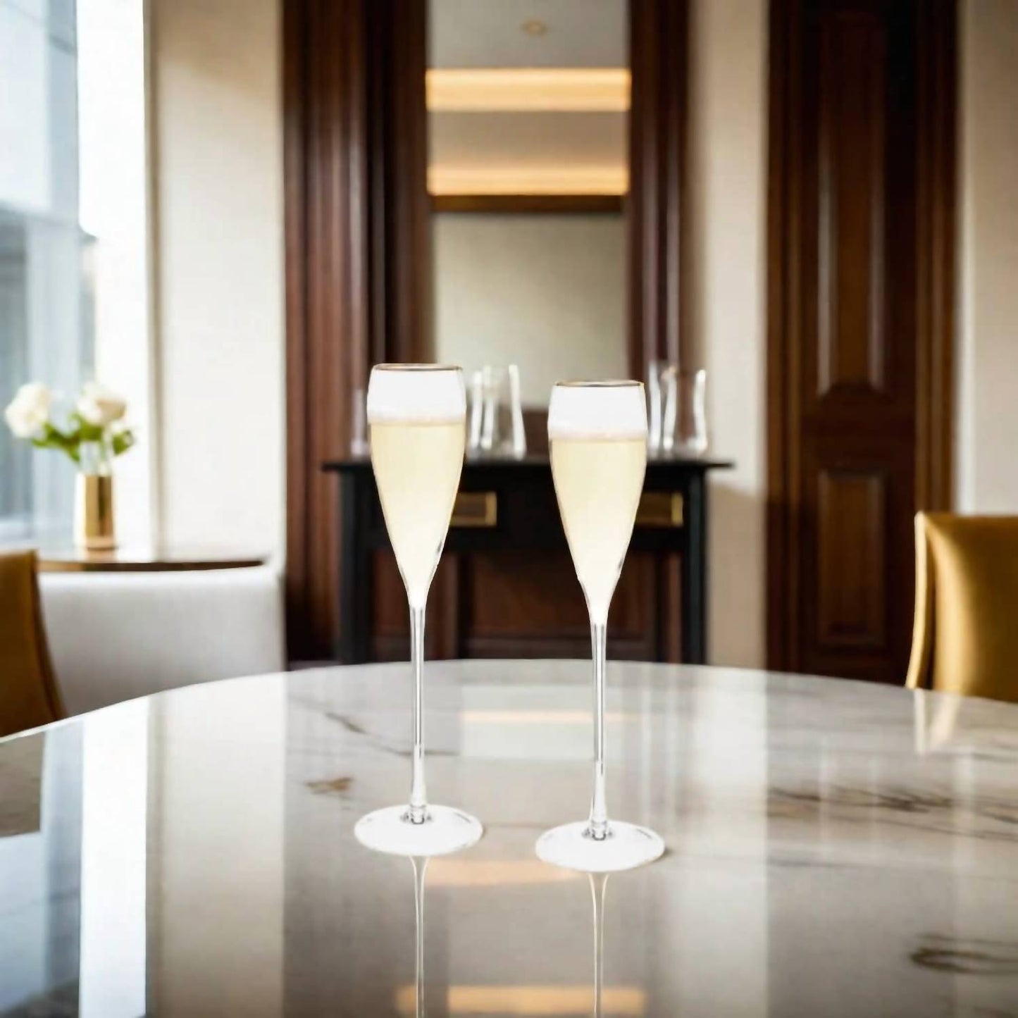 Creative Gifts International - Gold-Rim Tapered Champagne Flutes Set