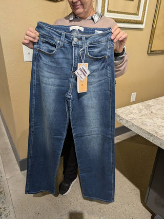 Risen - Calça jeans larga e larga com controle de barriga de cintura alta