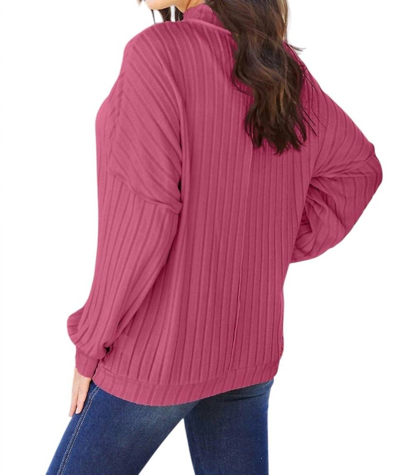 Basic Bae - Sleek Ribbed Mock Neck Knit Top