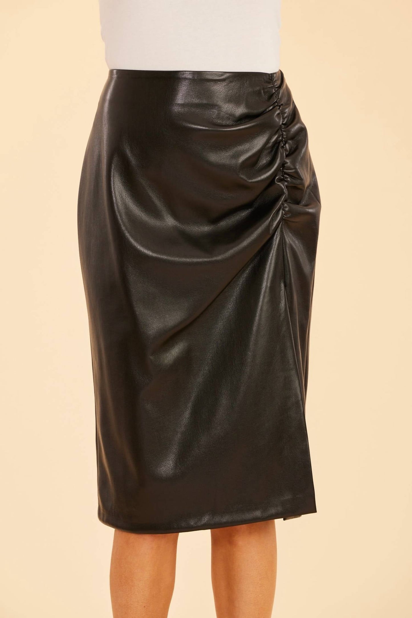 Dolce Cabo - Faux Leather Side Slit Skirt