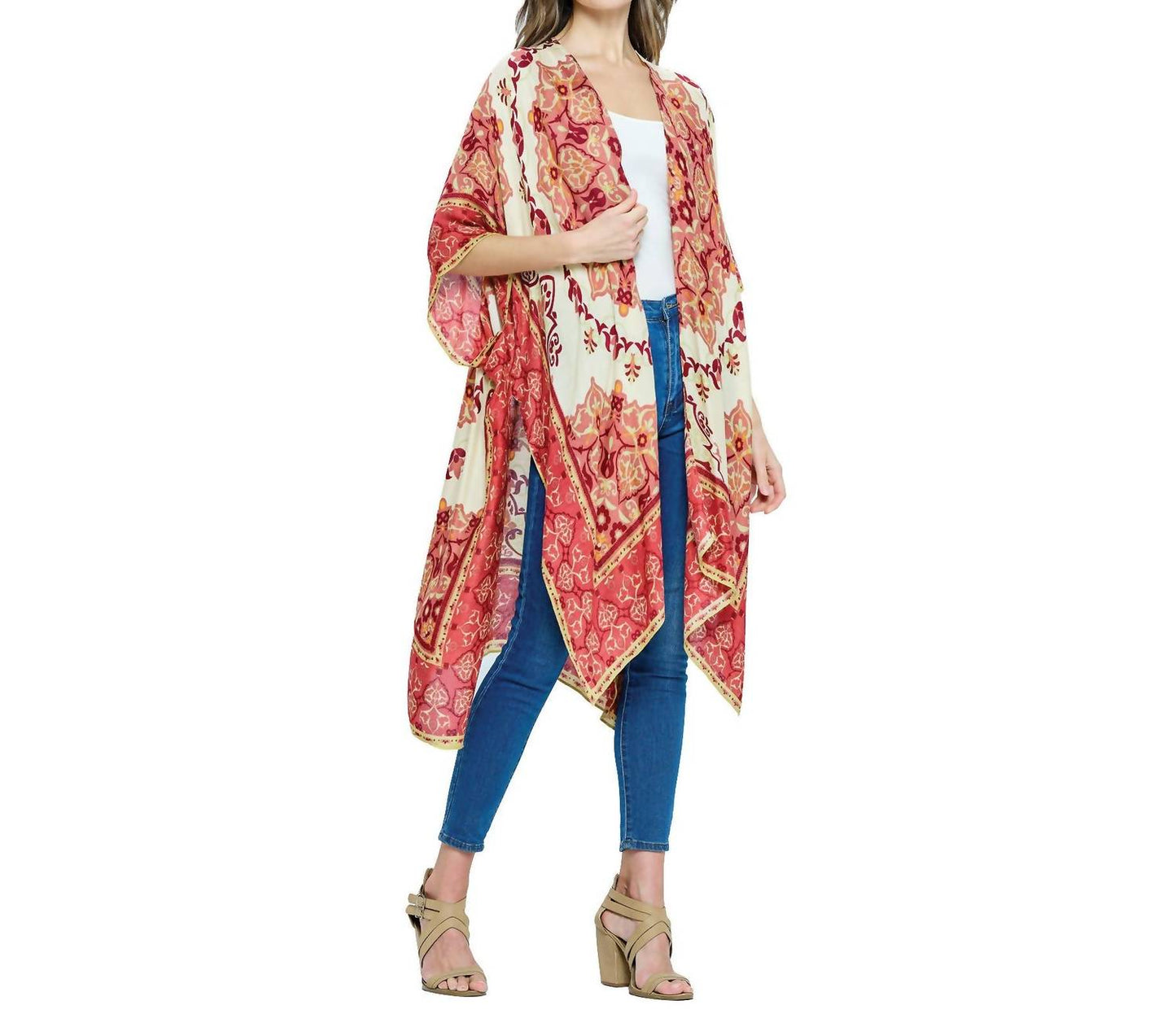 Yak & Yeti - Boho Floral Mandala Kimono Wrap