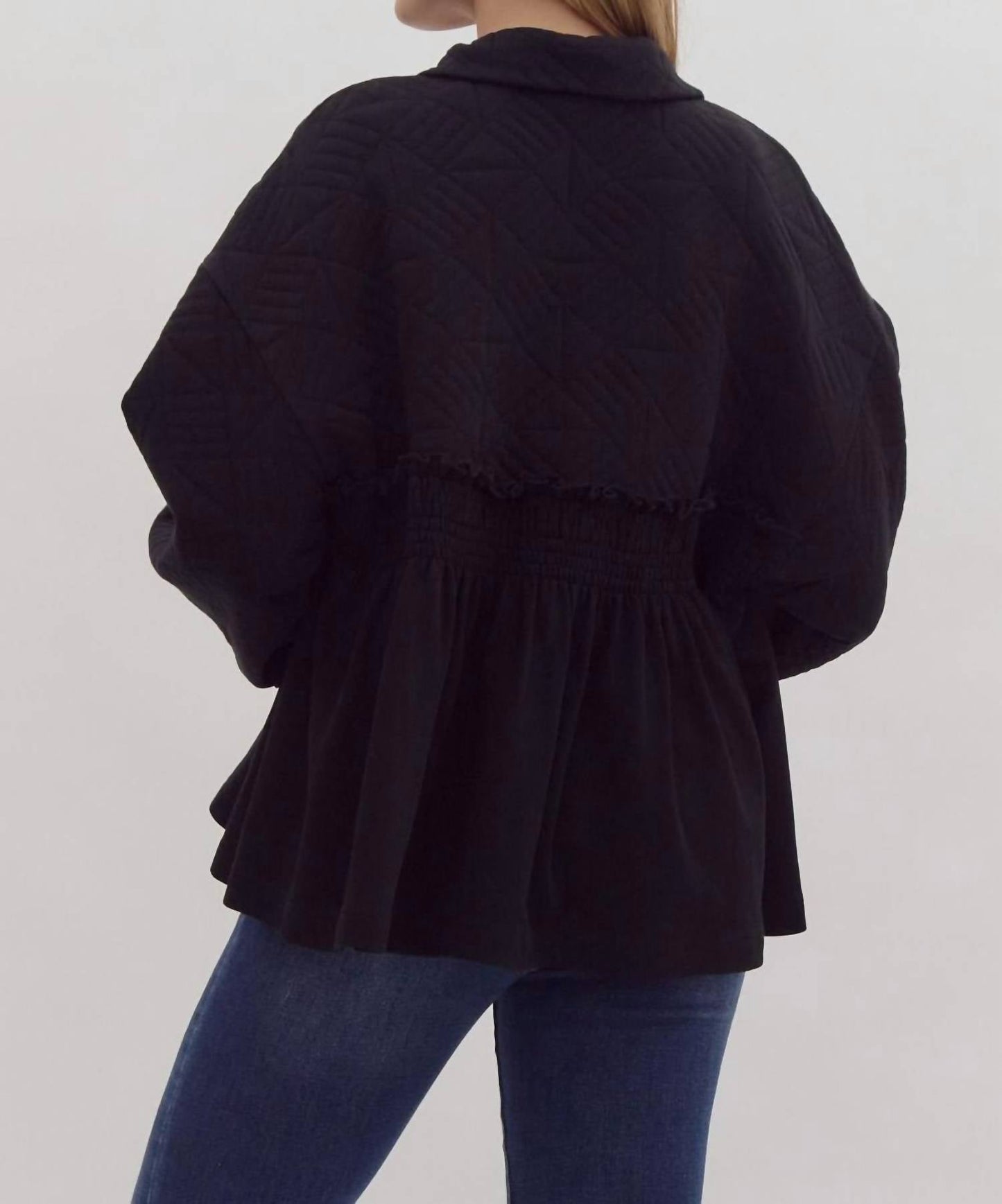Entro - Ruffle Textured Zipper Jacket
