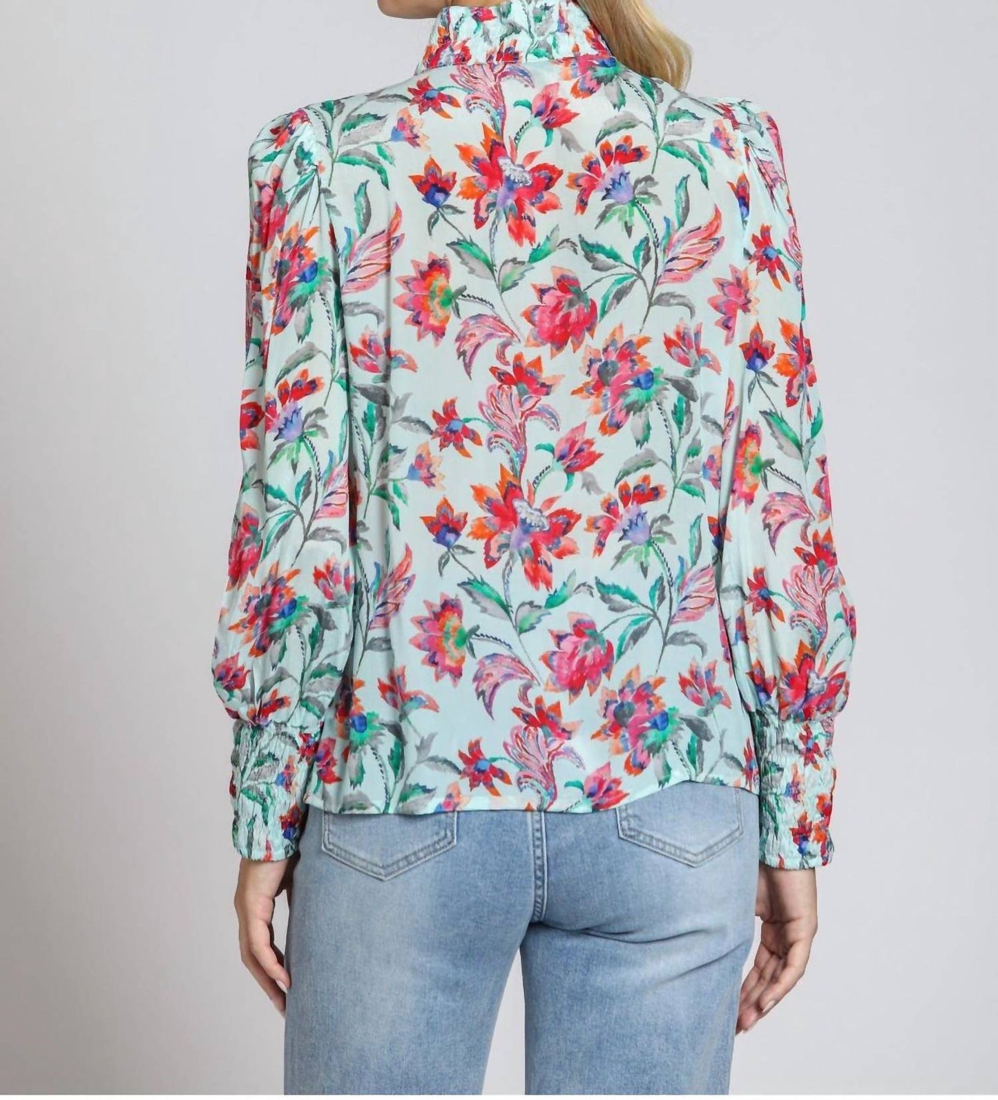 Apny - Puff Sleeve Blouse With Ruched Detail