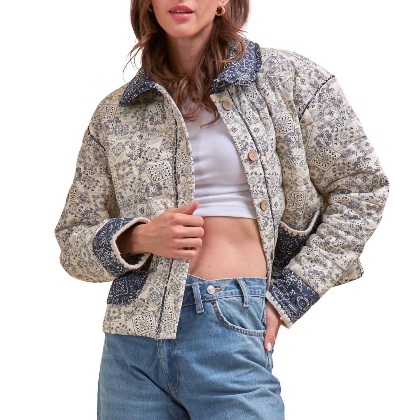 &Merci - Bandana Print Quilted Jacket