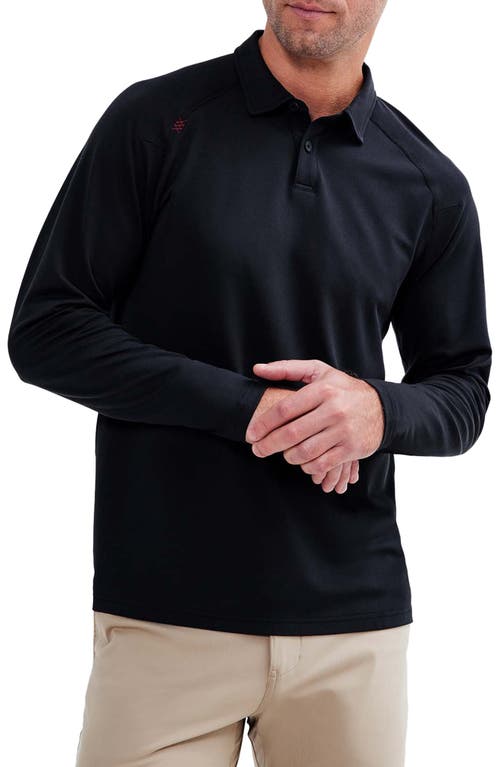 Rhone Delta Piqué Long Sleeve Golf Polo in Black, Size X-Large