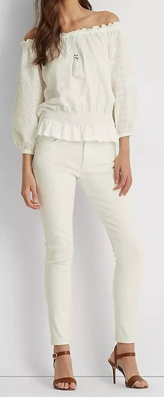 Ralph Lauren - Blusa ombro a ombro com manga bufante