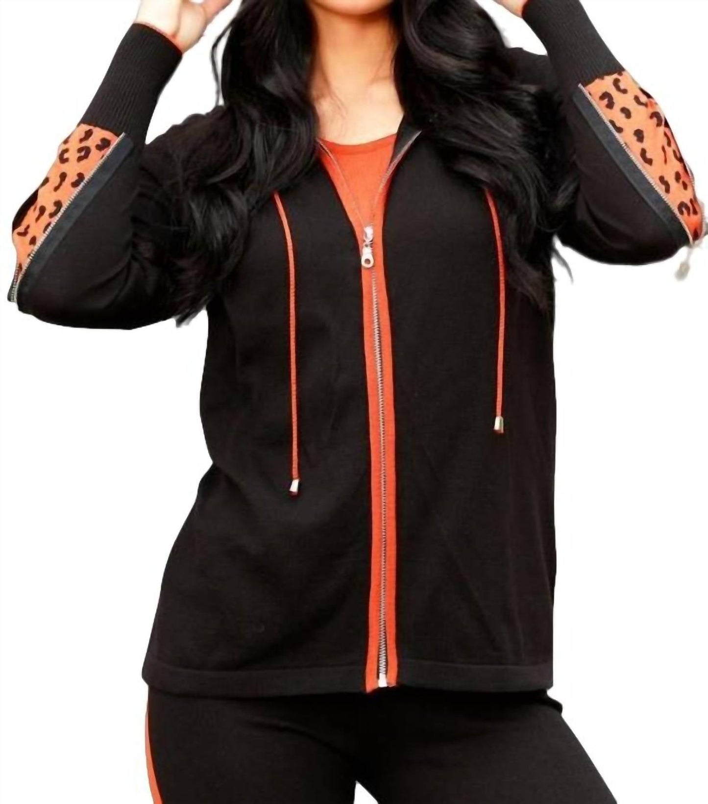Angel Apparel - Cheetah Zip Hoodie with Zip Sleeves