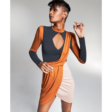Zerina Akers For Bar III Brown Colorblocked Mini Dress - XXXL