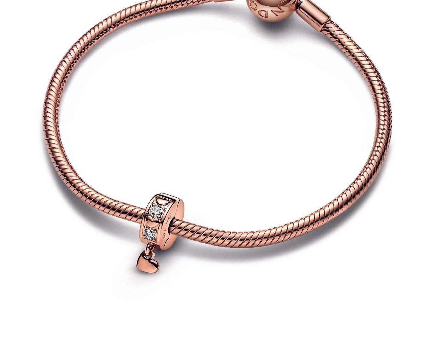 Pandora - Women's Rose-plated Infinite Hearts Sparkling Clip Charm