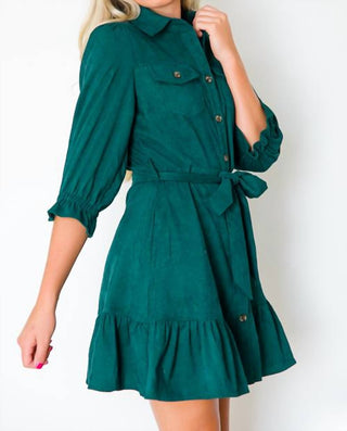 Entro - Corduroy Belted Dress