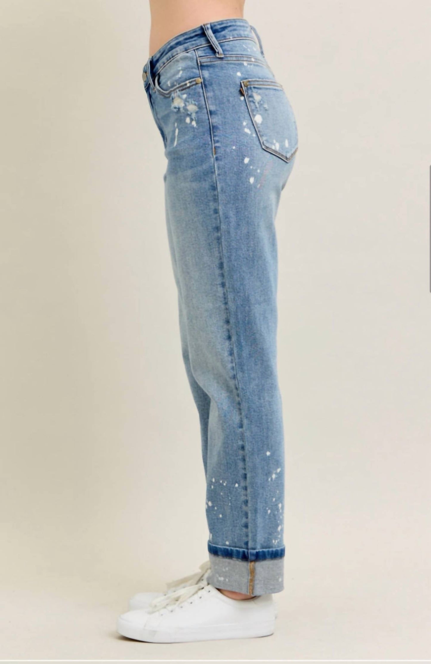 Judy Blue - Bleach Splatter Boyfriend Denim