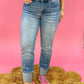 Risen - High Rise Crop Straight Cuffed Slim Jeans