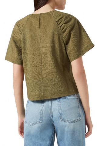 Moldura - Blusa de algodão manga curta drapeada