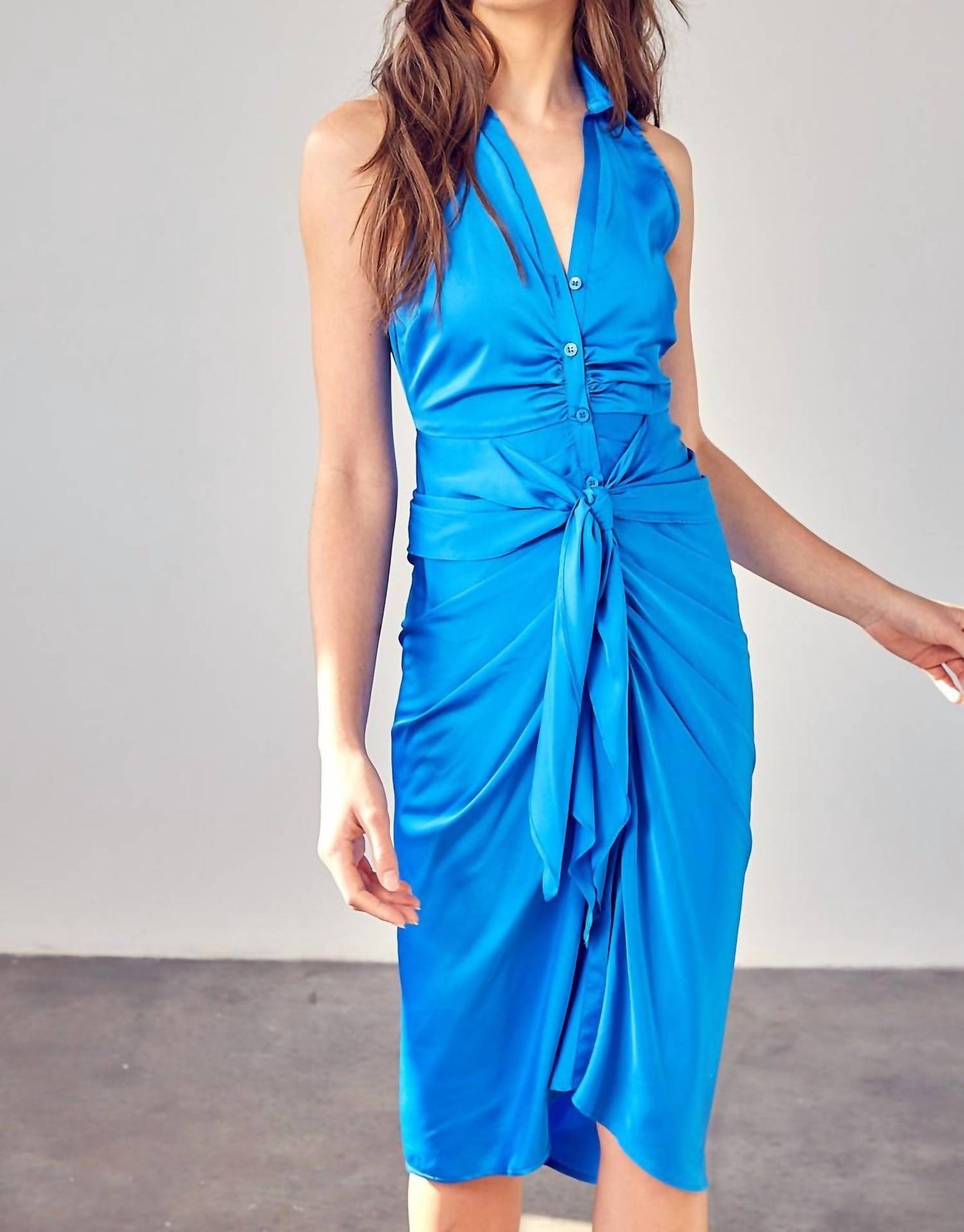 Do+Be - Sleeveless Collar Front Tie Dress