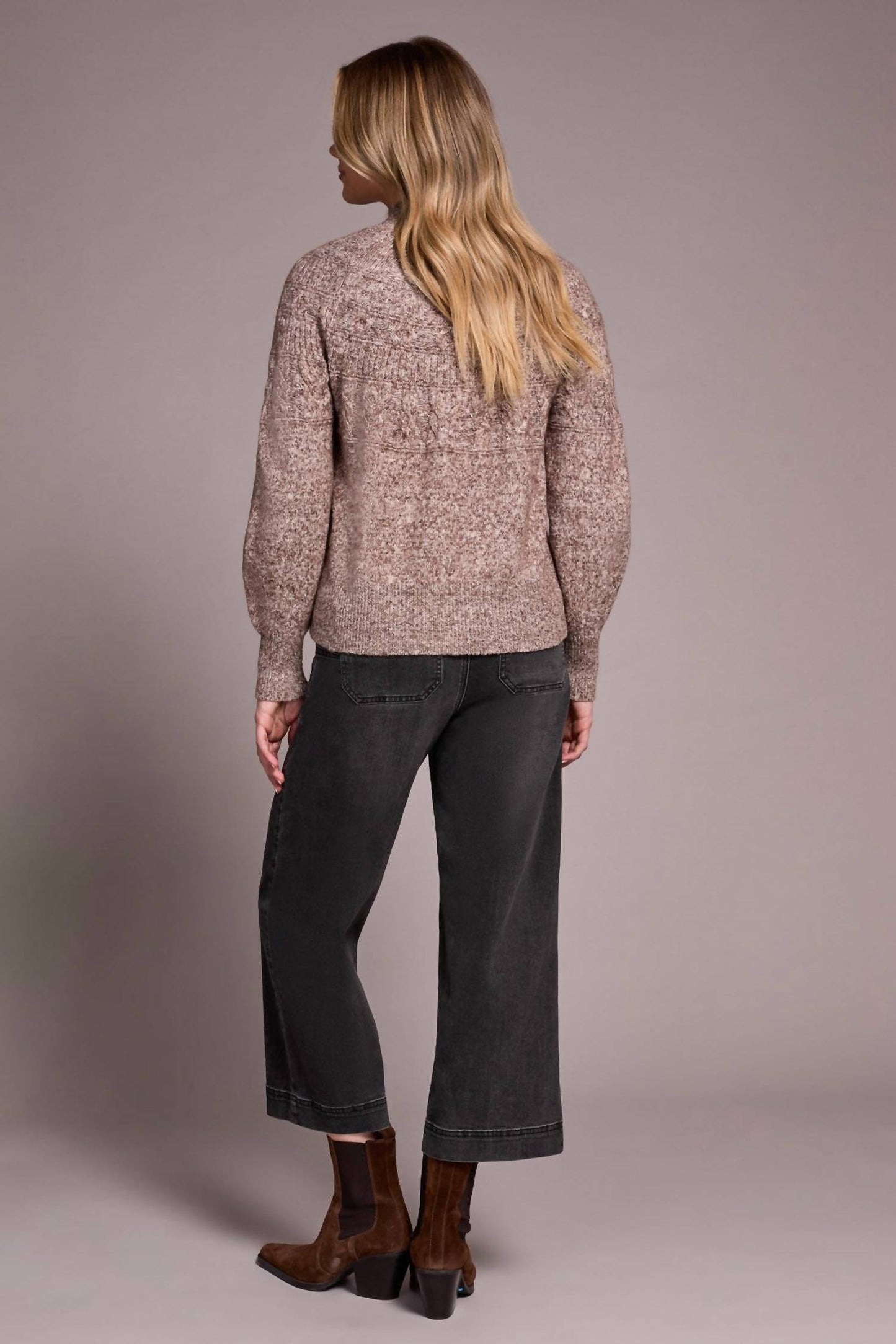 Tribal - Two-tone Long Sleeve Mock Neck Sweater