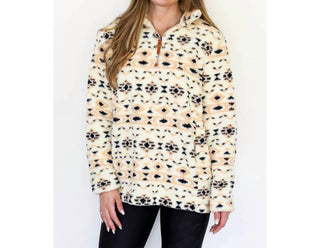 - Pulôver Sherpa com meio zíper Gretta Aztec