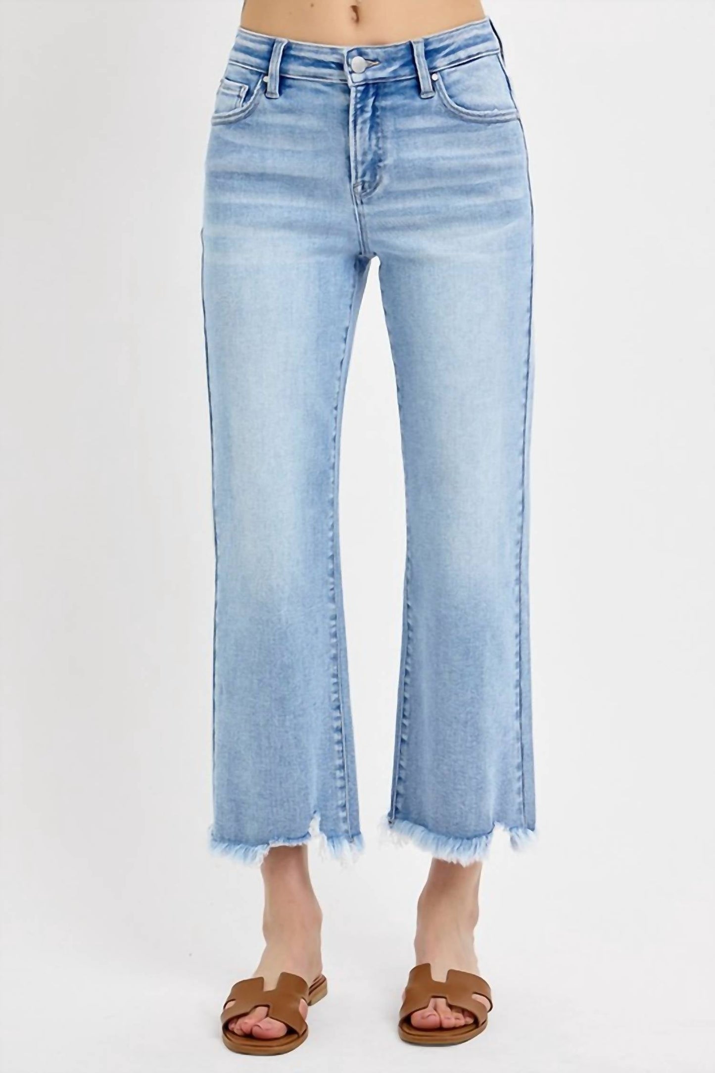 Risen - Mid-Rise Crop Straight Jeans
