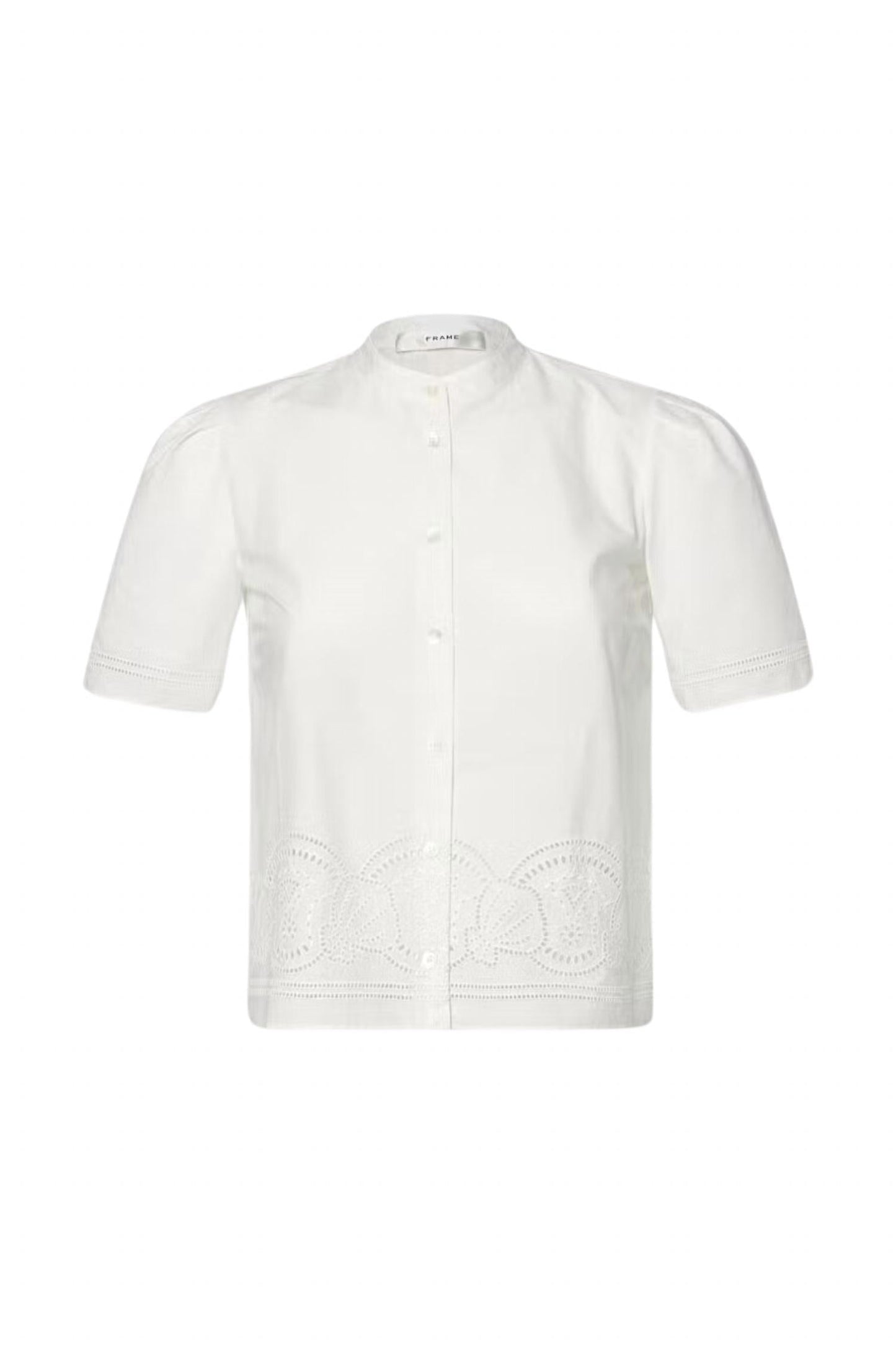 Frame - Embroidered Short Sleeve Blouse