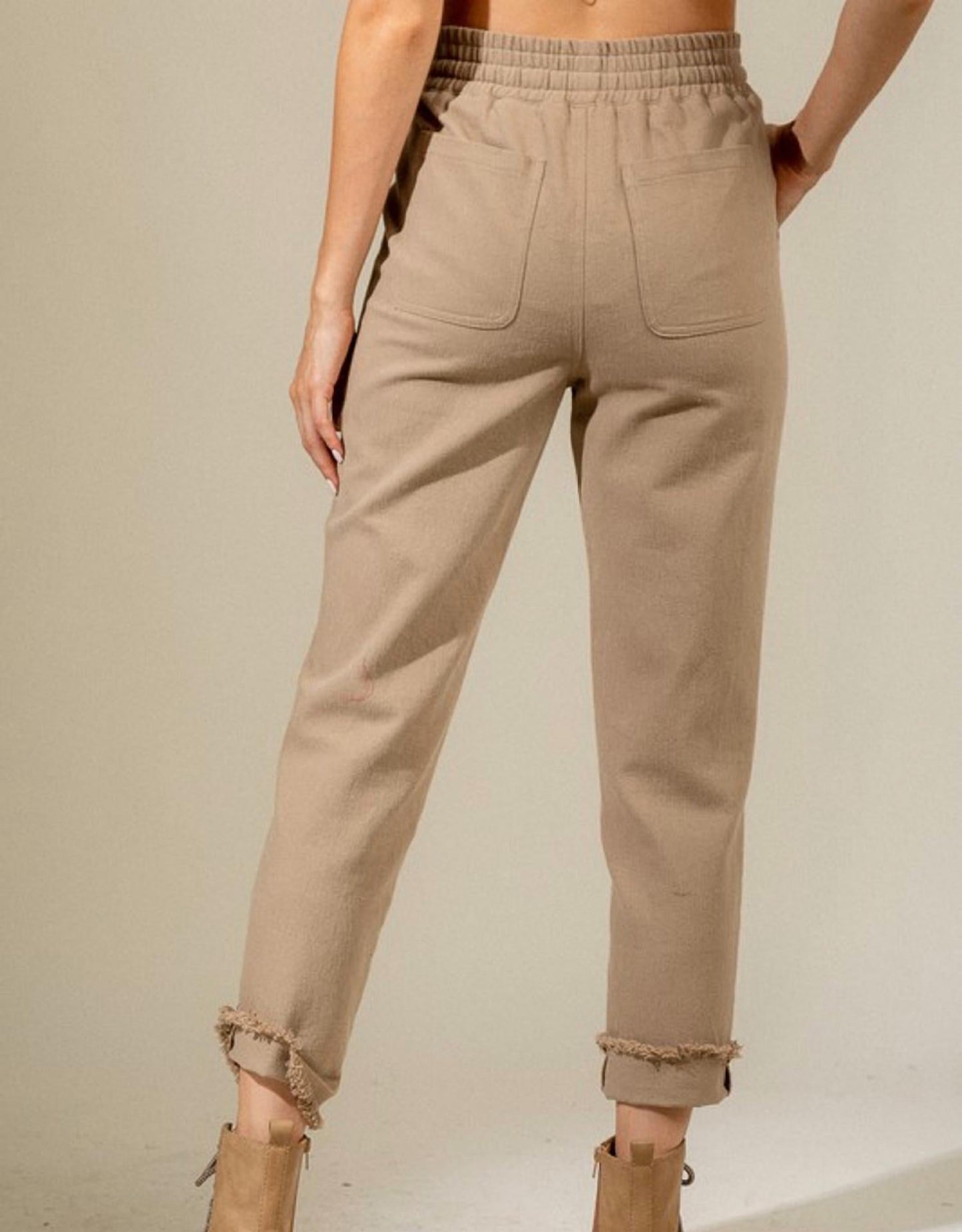 Very J - Solid Cotton High Waist Twill Pant