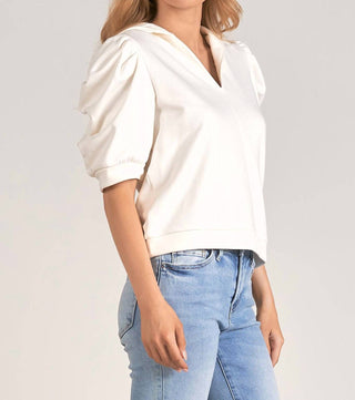 Elan - Moletom com capuz e manga bufante French Terry