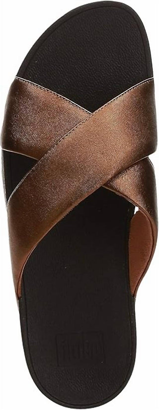 Fitflop - Sandálias Lulu Cross Slide Femininas Couro Cunha Mule