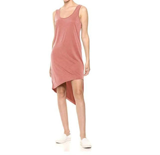 Splendid - Vestido midi assimétrico terracota com costas cruzadas