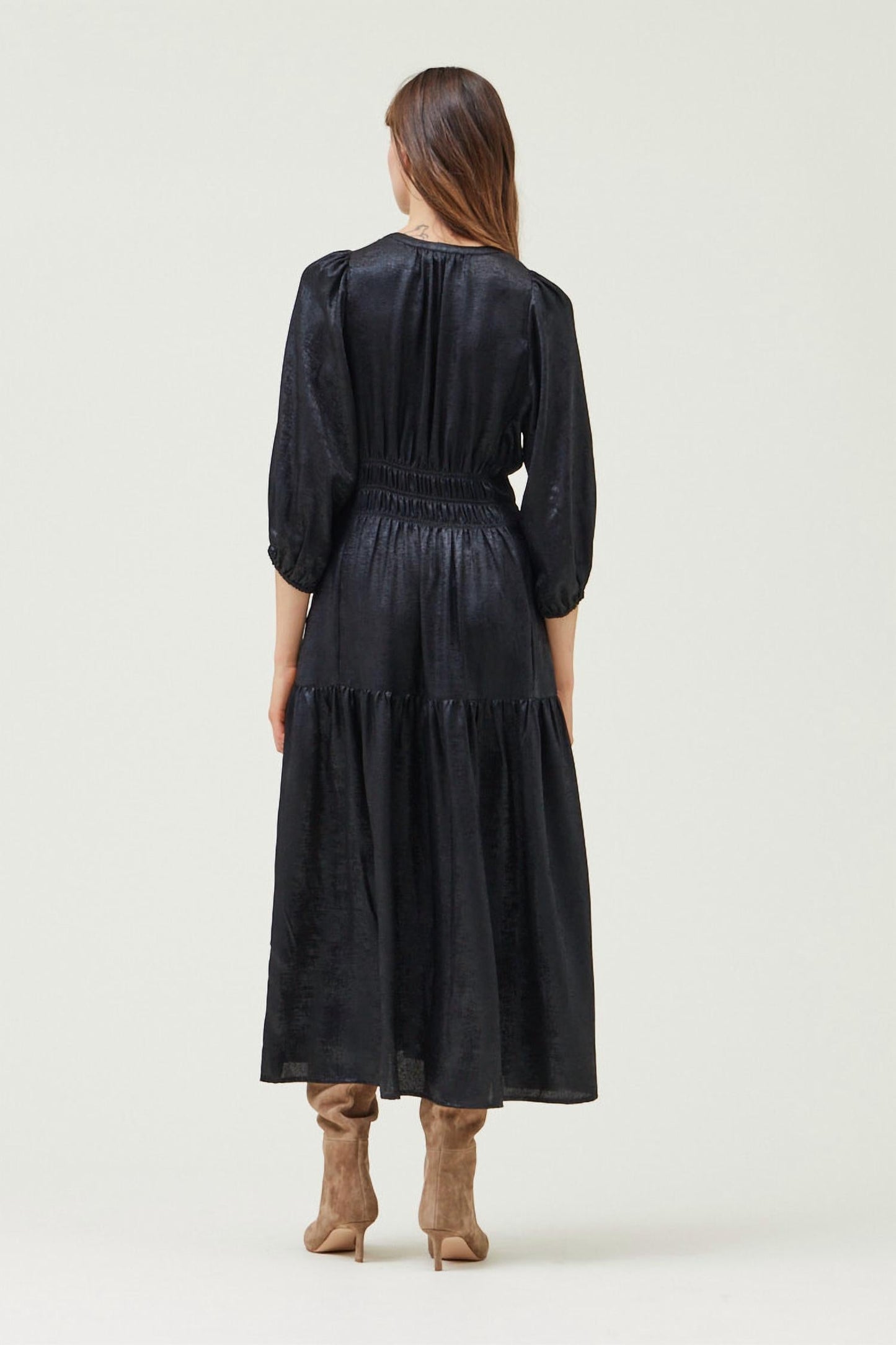 Grade & Gather - 3/4 Sleeves Holiday Midi Dress