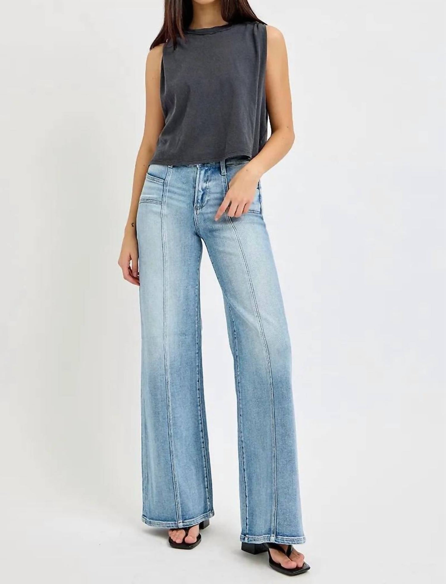 Trendsi - Risen Full Size Mid Rise Wide Jeans With Front Patch Pocket Plus Size