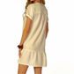 Bobi - Split Neck Ruffle Hem Dress