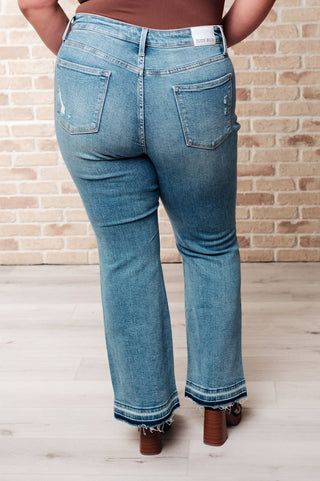Judy Blue - Mid Rise Distressed Released Hem Bootcut Jeans