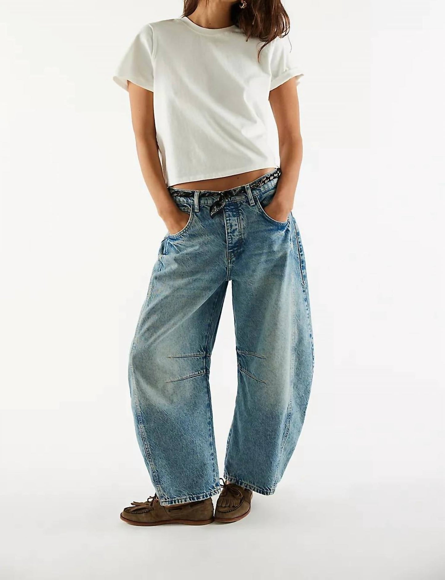 Free People - Good Luck Mid Rise Barrel Jean