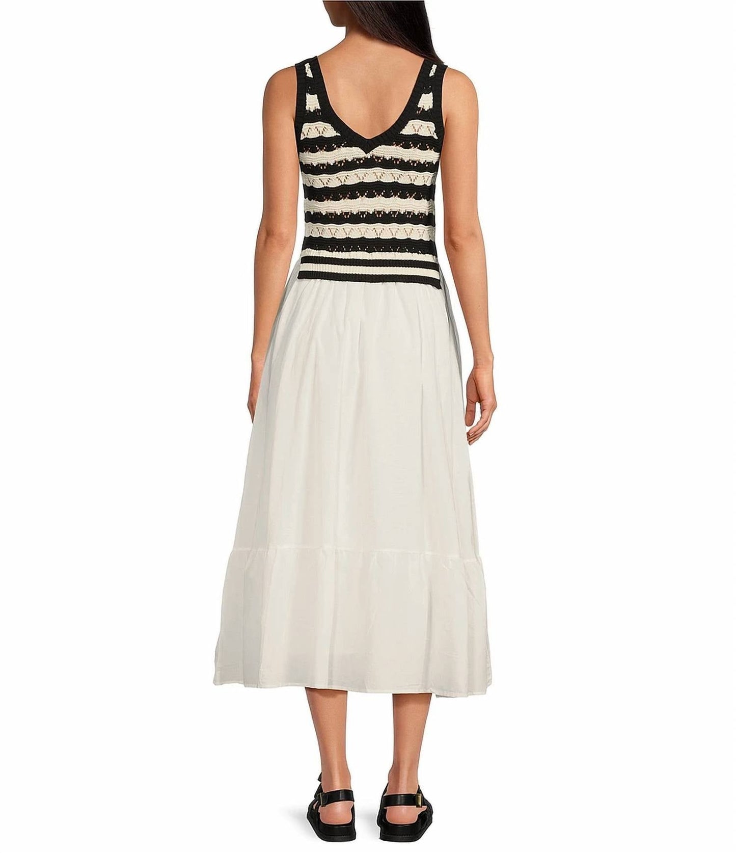 Elan - Midi Woven Knit Mixed Media Dress